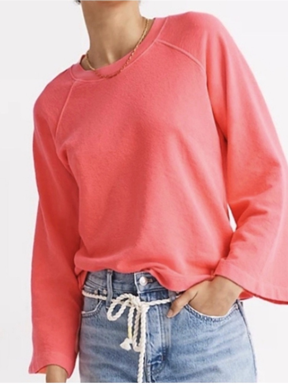 Madewell Coral Pink Crewneck Sweatshirt Sz Small